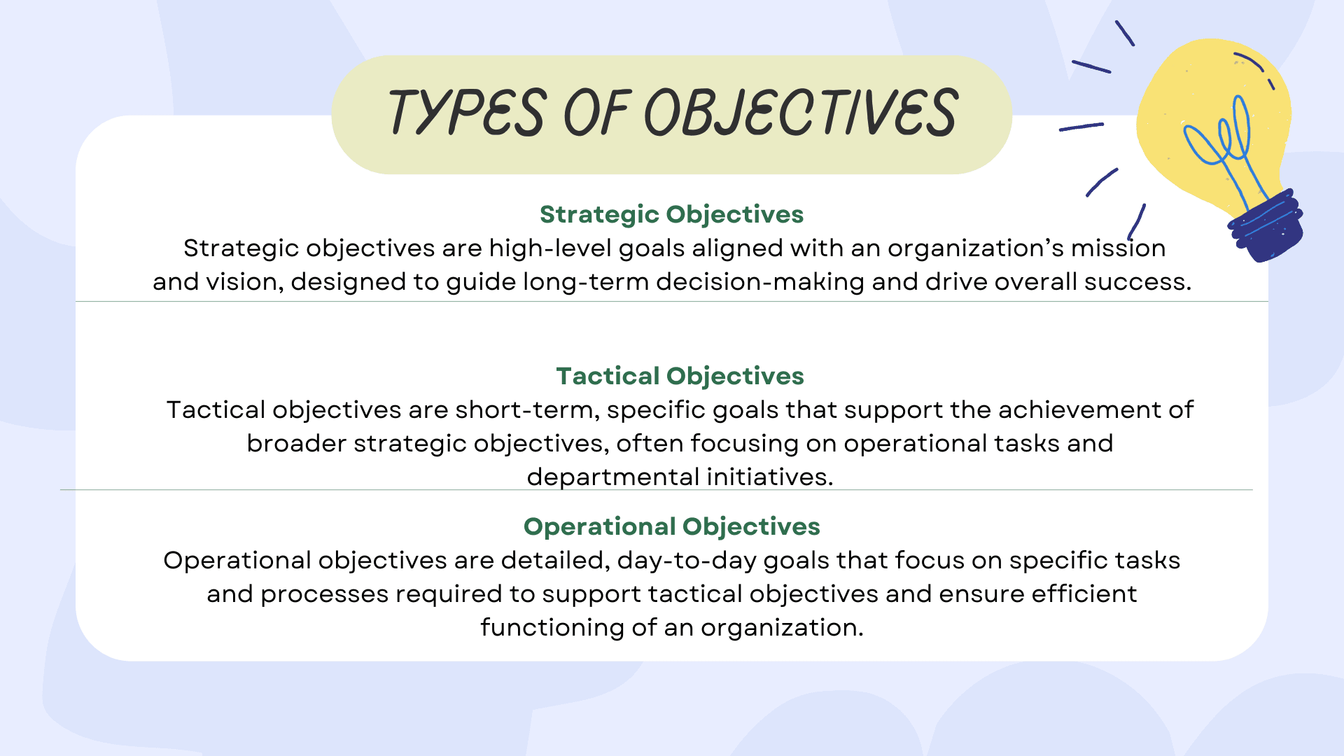 Types of objectives